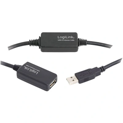 Afbeelding van LogiLink USB kabel 2.0 A stekker, bus 15.00 m Zwart UA0145