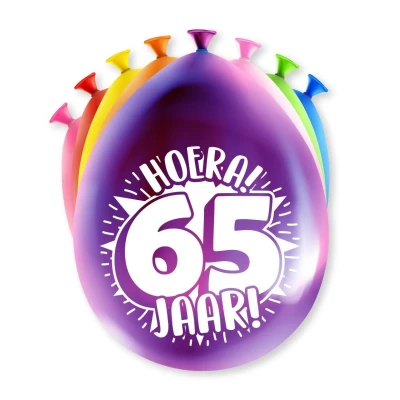 Afbeelding van Ballonnen 65 jaar party 30cm 8 stuks
