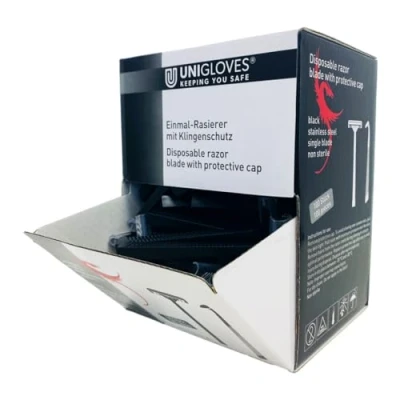 Afbeelding van Unigloves Scheermesjes Black Line 100 stuks Wegwerp Scheermesje met beschermkapje