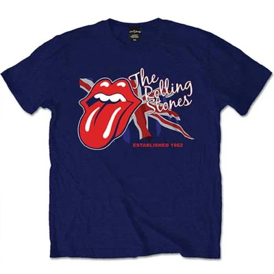Afbeelding van The Rolling Stones Lick Flag Heren T shirt S Blauw