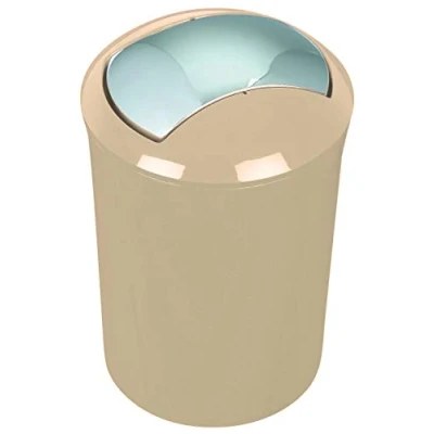 Afbeelding van Spirella Design Push Sydney Afvalemmer Badkamer 5 liter met draaideksel cosmetische emmer afvalcontainer beige