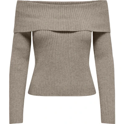 Afbeelding van ONLY Onlkatia OFF Shoulder Trui, Dames, Maat: XS, Mocha meringue melange