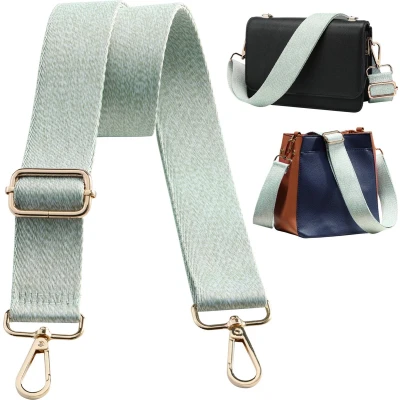Afbeelding van Navaris geweven muntgroene tassenriem verstelbaar Gouden gespen Schouderband voor tas Bag strap 75 138 cm lang Vervangende riem Groen