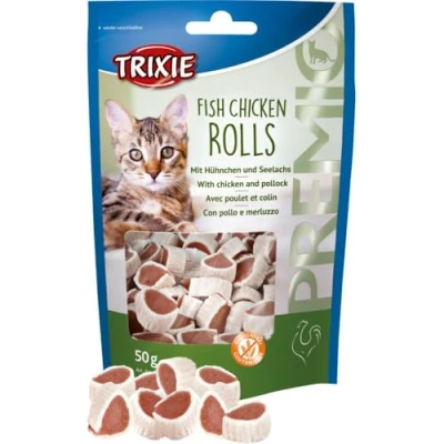 Afbeelding van Trixie Premio Rolletjes Kattensnack Vis Kip 50 g