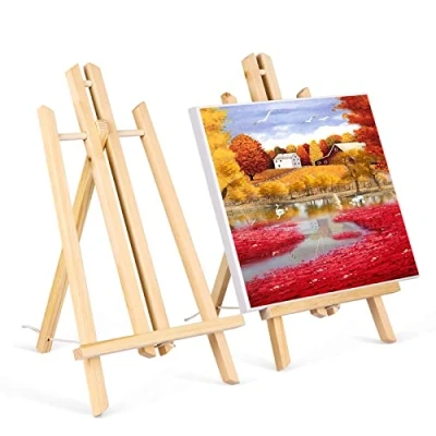 Afbeelding van Viesap ezel, set van 2 houten schildersezel, 40 cm, kleine mini kinderbrug, opvouwbaar voor eenvoudige opslag, canvas schilderen, fotoweergave, tekenen, presentatie.