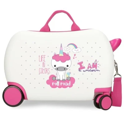 Afbeelding van ROLL ROAD, wit, 31 cm x 45 20 cm, Eenhoorn kinderkoffer, Wit., kinderkoffer