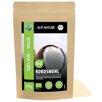 Image de Alpi Nature Farine de Noix Coco BIO 500g, Moulue pour Pâtisserie, sans Gluten