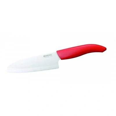 Image de Santoku, lame blanche 14cm manche rouge KYOCERA