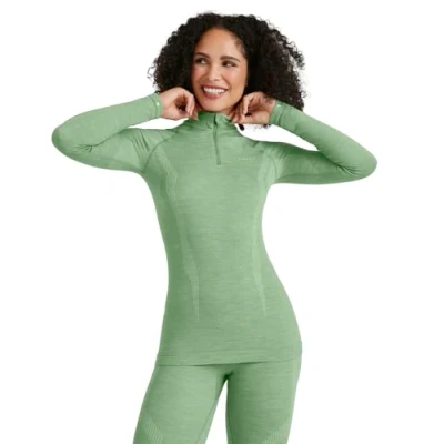 Afbeelding van Falke Wooltech Longsleeve ZIP FOR COLD TO VERY Conditions Hemd Quiet green, Dames, Maat: XL, green