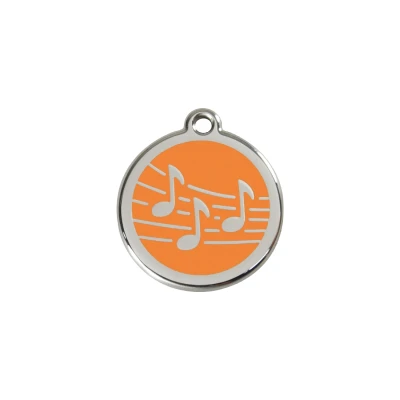 Afbeelding van Music Orange roestvrijstalen hondenpenning small/klein dia. 2 cm RedDingo