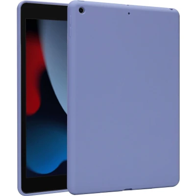Afbeelding van Accezz Tablet Hoes Geschikt voor iPad 8 (2020) 8e generatie / 7 (2019) 7e 9 (2021) 9e Liquid Silicone Backcover zonder penhouder Lila /Lila