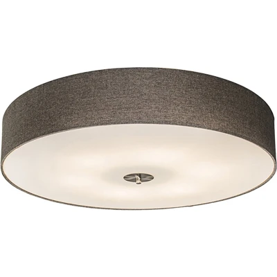 Afbeelding van QAZQA drum jute Moderne Dimbare LED Smart Plafondlamp met kap incl. wifi Dimmer 6 lichts Ø 70 cm Taupe Woonkamer Slaapkamer Keuken