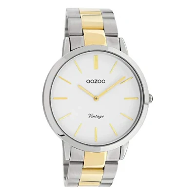 Afbeelding van Oozoo UOC20101 Uniseks polshorloge met roestvrijstalen armband, analoog, kwarts, armband van roestvrij staal, Zilver/Wit,