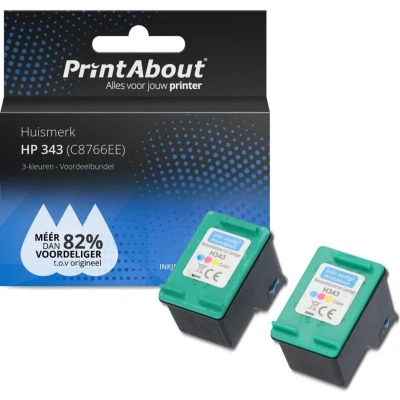 Afbeelding van Huismerk HP 343 (CB332EE) Inktcartridge 3 kleuren Voordeelbundel