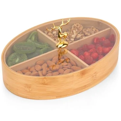 Afbeelding van BELLE VOUS Wooden Box with 4 Compartments and Acrylic Lid