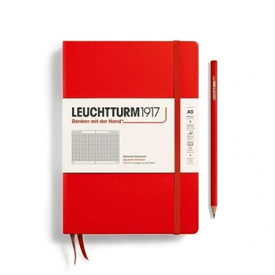 Afbeelding van Leuchtturm1917 Notitieboek Rood Medium Geruit