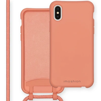Afbeelding van iMoshion Hoesje Geschikt voor iPhone Xs / X met koord Color Backcover afneembaar oranje