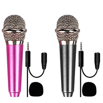 Afbeelding van TIMJJG 2 stuks mini microfoons, microfoons voor het zingen op mobiele telefoons, kleine karaoke draagbare bekabelde telefoons en