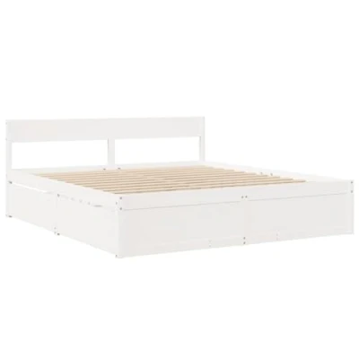 Afbeelding van vidaXL Bedframe zonder matras massief grenenhout wit 200x200 cm