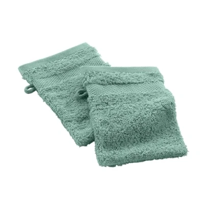 Afbeelding van douceur d&#039;intérieur, 2 washandjes (15 x 21 cm) Elegance Celadon, 100% katoen, effen