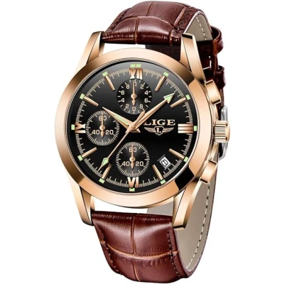 Afbeelding van Lige Herenhorloge Rosé en zwart