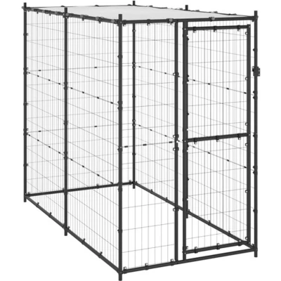 Afbeelding van vidaXL Hondenkennel voor buiten met dak 110x220x180 cm staal