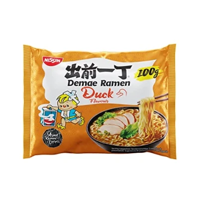 Afbeelding van Nissin Demae Ramen 10 stuks Japanse instant pasta, eendenvleessmaak, knoflook en Aziatische specerijen, snelle eenvoudige bereiding, Aziatisch eten (10 x 100 g)