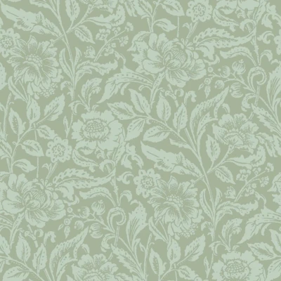 Afbeelding van ESTAhome behang vintage bloemen vergrijsd mintgroen 139428 0.53 x 10.05 m