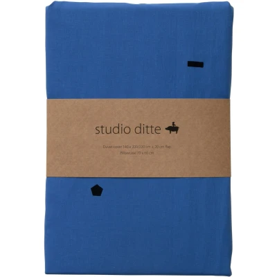 Afbeelding van Studio Ditte kinderdekbedovertrek blokken 140x200/60x70 kobaltblauw