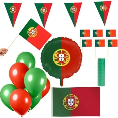 Afbeelding van Portugal feestdecoratieset 74 delig voetbalthema