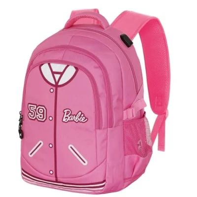 Afbeelding van Karactermania Barbie Running Plus Rugzak Handbagage Backpack met Trolley bevestiging + USB poort Varsity Roze