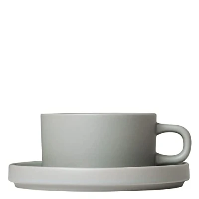 Afbeelding van Blomus Kopjes en Schotel Pilare Mirage Grey 170 ml 2 Stuks
