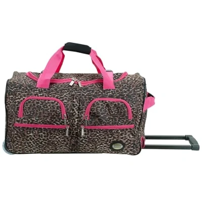 Afbeelding van Rockland Melbourne Uittrekbare hardcase koffer met zwenkwielen, Roze Luipaard Print, zwenkwielen