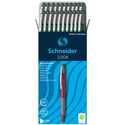 Image de Schneider Loox Lot de 20 stylos à bille pointe rétractable Zone grip douce Encre bleue indélébile Vert