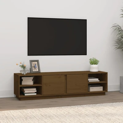 Afbeelding van Tv meubel 156x40x40 cm massief grenenhout honingbruin
