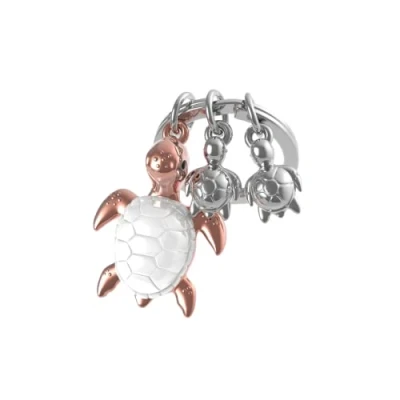 Afbeelding van METALMORPHOSE Sleutelhanger Zeeschildpad en zijn 2 baby&#039;s MTM195 01, Zilver Goud, S, uniek, Eenheidsmaat
