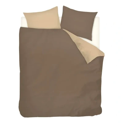 Afbeelding van Snoozing Two Tone Flanel Dekbedovertrek Tweepersoons 200x200/220 cm + 2 kussenslopen 60x70 Taupe/Camel