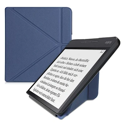 Afbeelding van kwmobile E reader hoesje geschikt voor Kobo Forma hoes Ereader flip case met standaard cover van kunstleer In donkerblauw