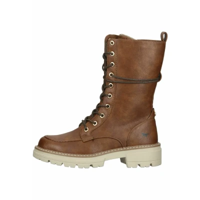 Afbeelding van Mustang Plateaulaarzen cognac, Dames, Maat: 37, Cognac Imitatieleer/ textiel