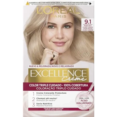 Afbeelding van L&#039;Oréal Paris Excellence Crème, permanente kleuring, kleur 9.1, zeer licht asblond