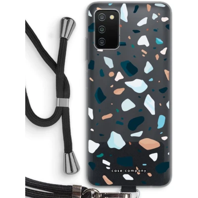 Afbeelding van Case Company® hoesje met Koord geschikt voor Samsung Galaxy A03S Terrazzo N13 Telefoonhoesje Zwart Bescherming aan alle Kanten en Over de Schermrand