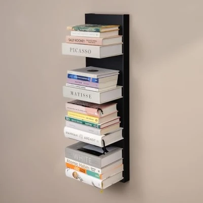 Afbeelding van Stalux Hangend Boekenrek &#039;Stella&#039; kleur zwart