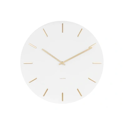 Afbeelding van Wandklok Charm wit staal met gouden latten