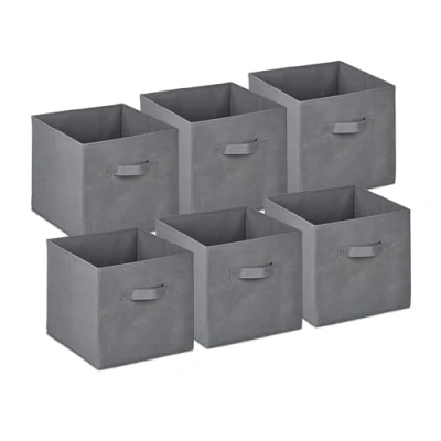 Afbeelding van Relaxdays opbergmand set van 6 stoffen manden 19 liter handgreep opvouwbaar