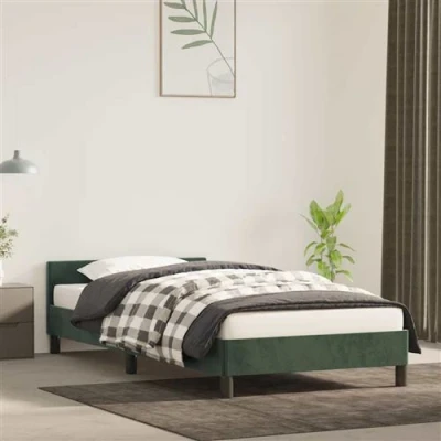 Afbeelding van Bedframe met hoofdeinde fluweel donkergroen 100x200 cm