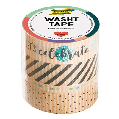 Afbeelding van Folia washi tape kraft party II, pak met 4 stuks