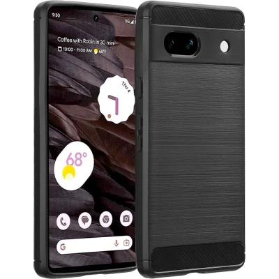Afbeelding van imoshion Hoesje Geschikt voor Google Pixel 7a Siliconen Brushed Backcover Zwart
