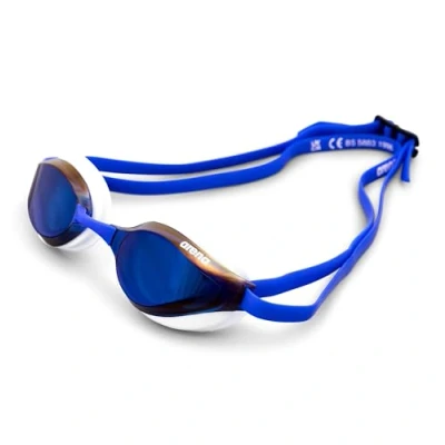 Image de arena Python Mirror Lunettes de natation unisexe d&#039;entraînement et compétition (effet miroir, protection UV, revêtement anti buée), bleu (bleu miroir blanc), taille unique