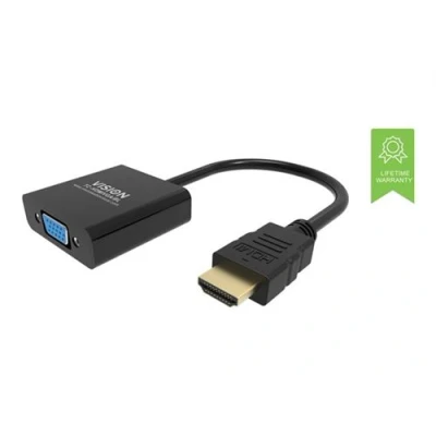 Image de VISION Professional Adaptateur vidéo HDMI mâle pour HD 15 (VGA) femelle 23 cm noir support 1080p