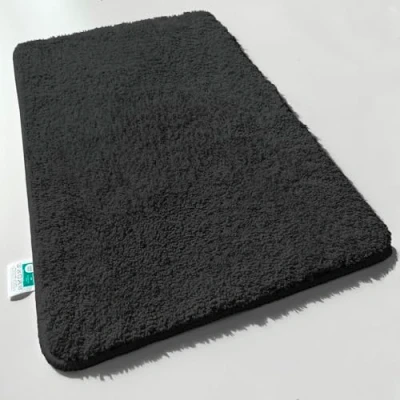 Afbeelding van casa pura Badmat, groot, pluizig en hoogpolig, antislip, machinewasbaar, zwart, 50 x 80 cm